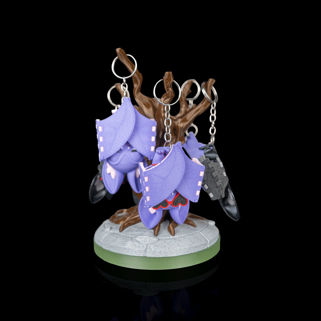 Bat Tree Display square view with bat keychains