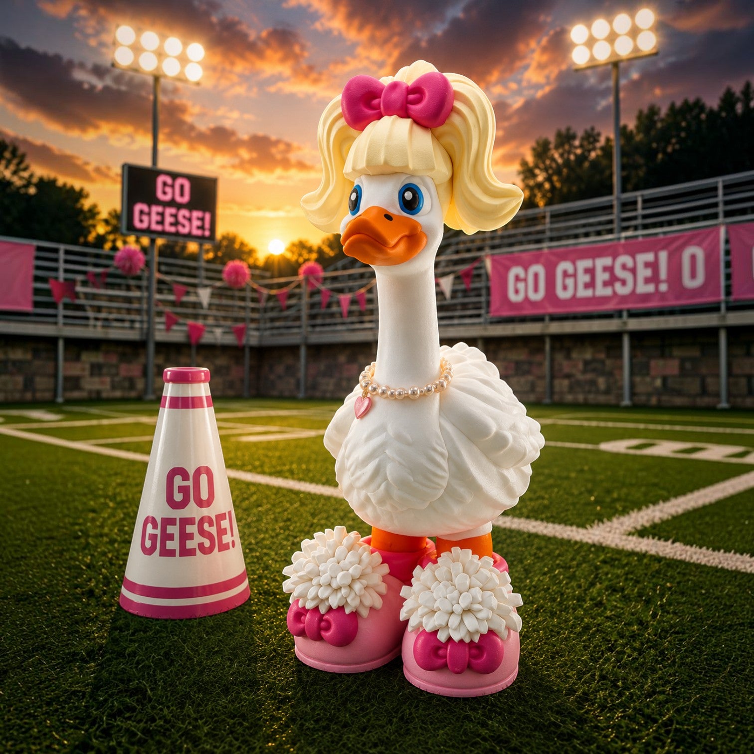 Cheerleader Goose Dress-Up Set | Pom-Pom Shoes & Cheerleader Hair