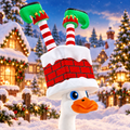 Chimney with Elf Feet Goose Hat in a themed setting