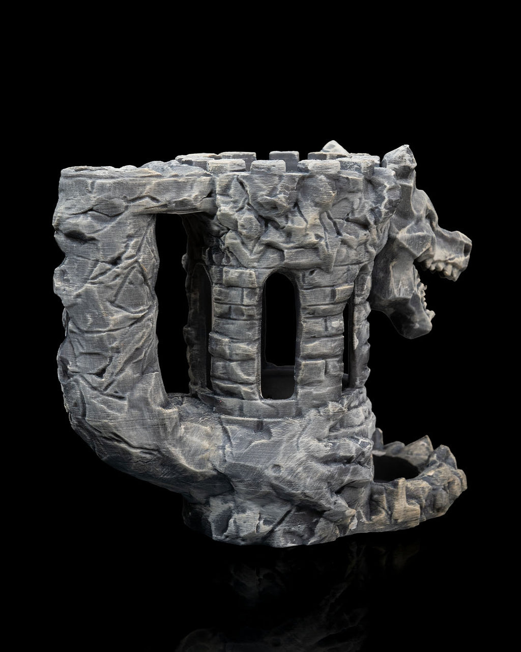 Detailed fantasy dragon fortress can holder