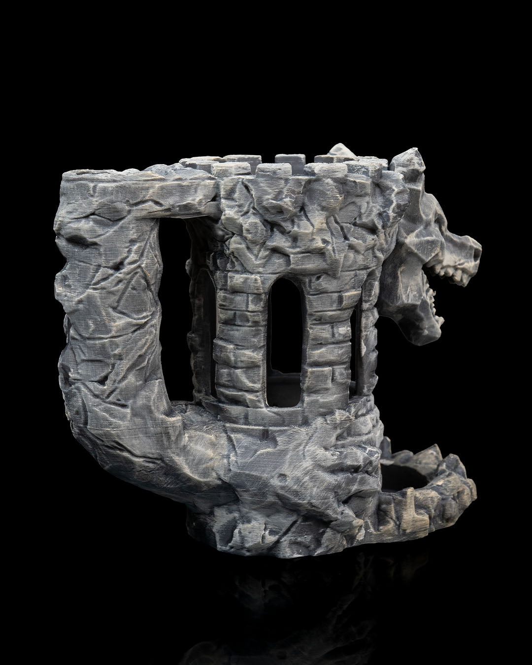 Detailed fantasy dragon fortress can holder