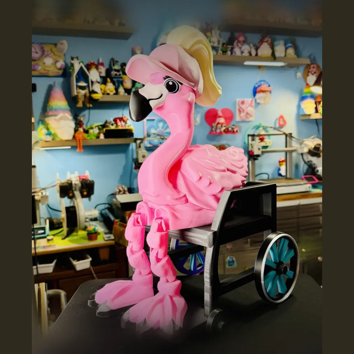Pink Dress-Up Flamingo shown with wheelchair accessory