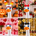 Four seasonal goose headband options: candy corn, candy cane, hearts, and stars