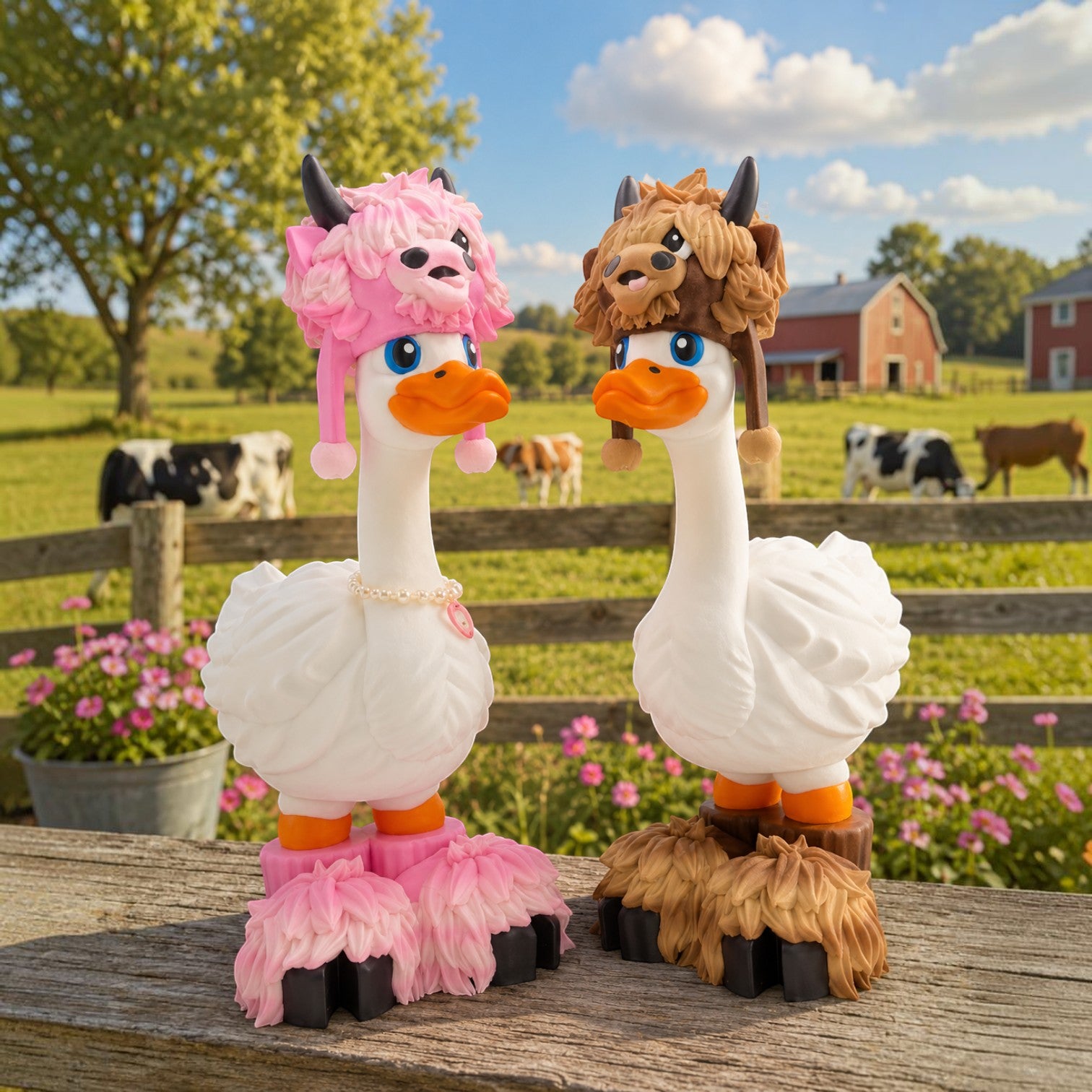 Highland Cow Goose Outfit | Cow Hat & Fuzzy Hoof Feet Set