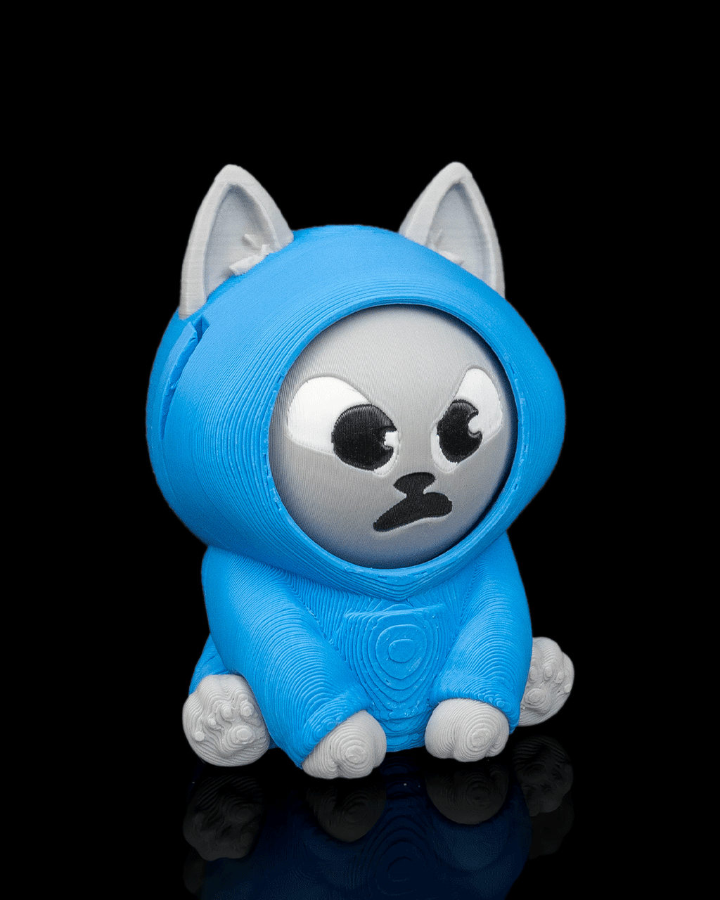 Hoodie Cat rotating face detail
