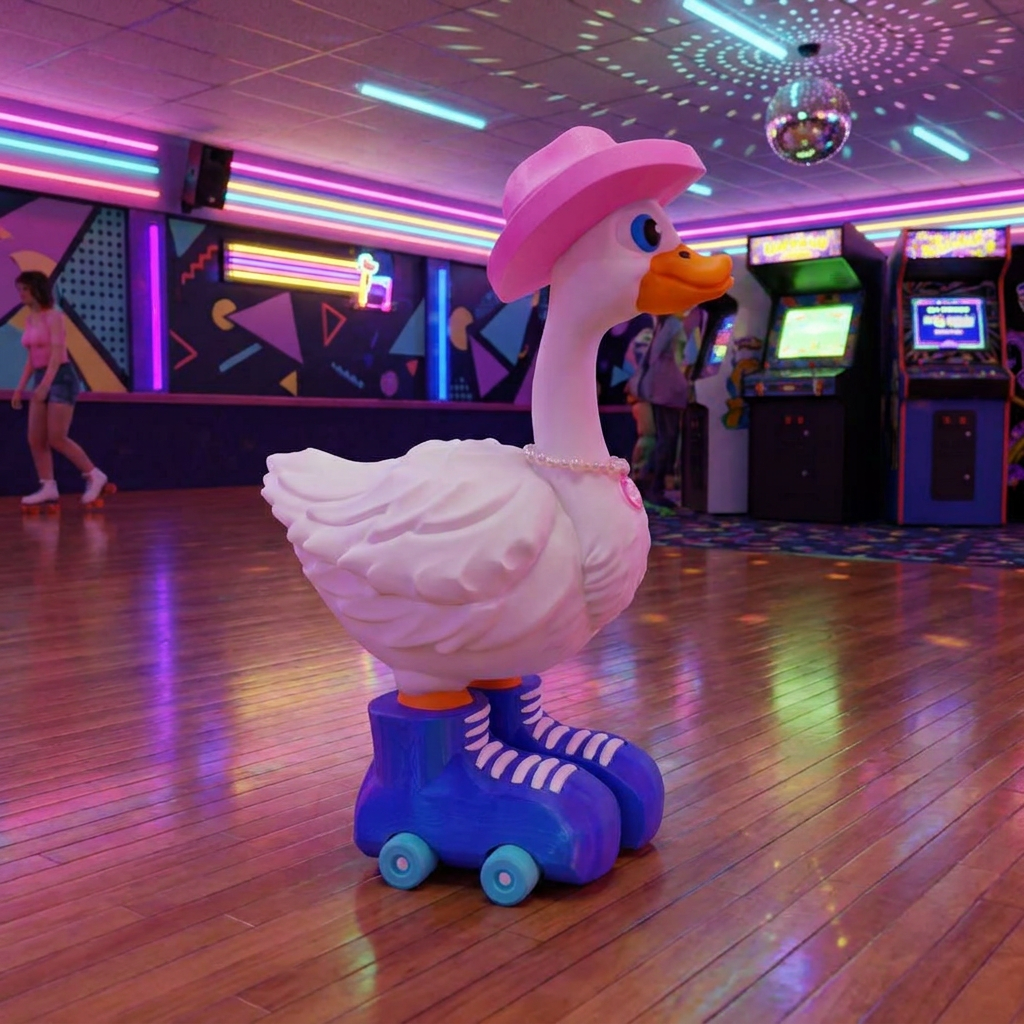 Roller Skate Goose Outfit | Pink Hat & Blue Roller Skate Set