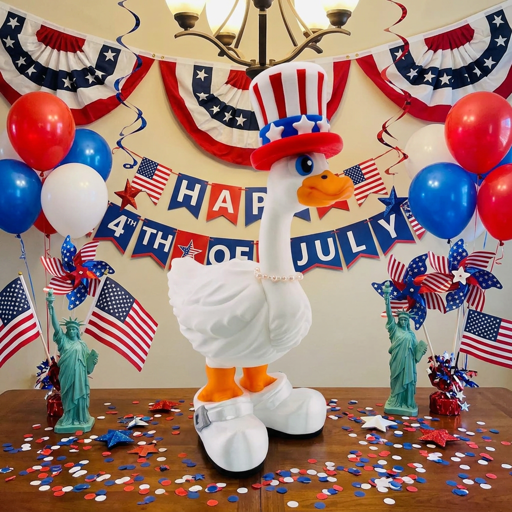Stars & Stripes Goose Outfit | Uncle Sam Top Hat & White Boot Set