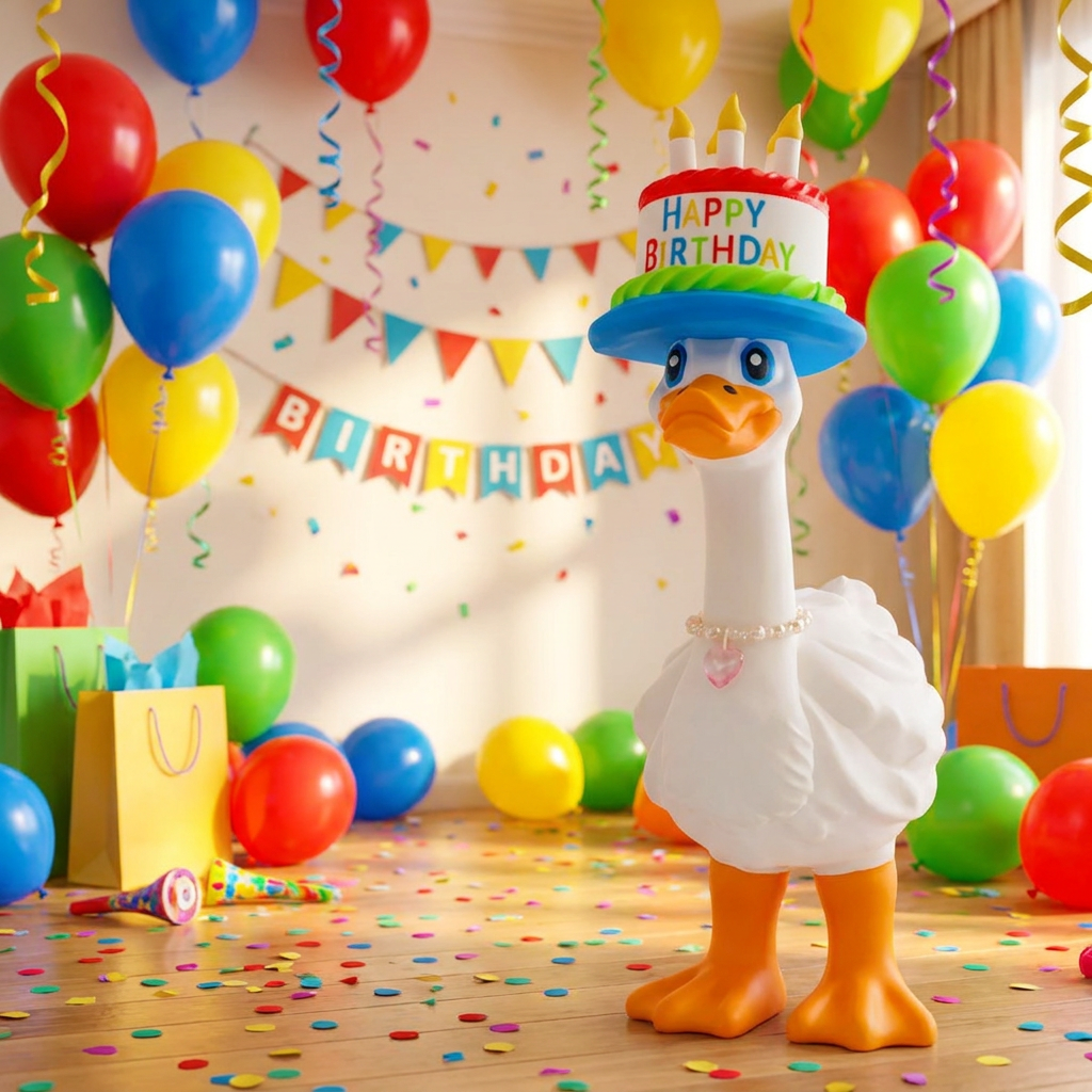 Birthday Cake Goose Hat | Happy Birthday Cake Hat with Candles