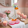 Shower Cap Goose Outfit | Shower Cap with Bow & Heart Slipper Set