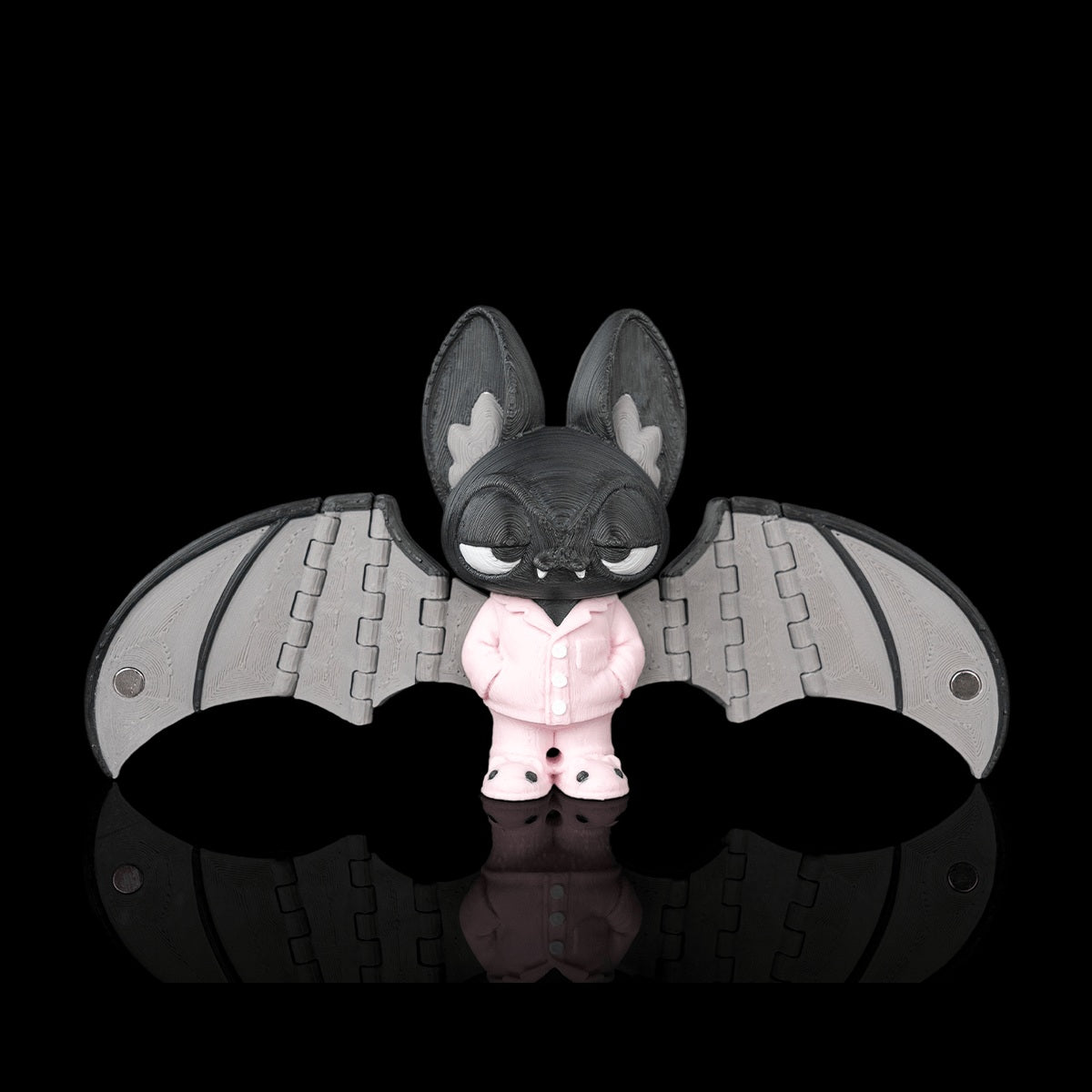 Lazy Bat keychain square alternate view