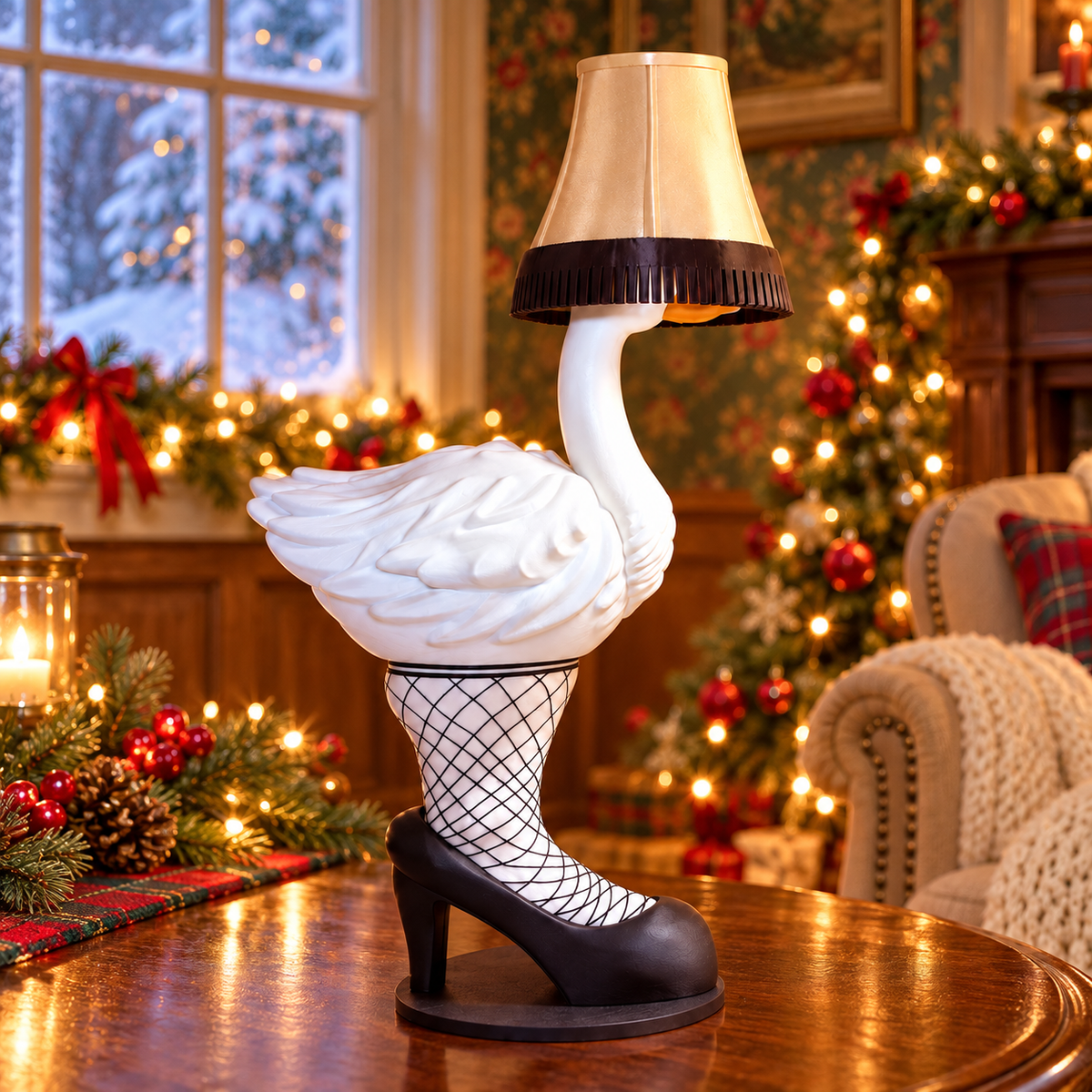 Leg Lamp Goose in a themed setting