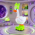 Prints & Giggles 3D alien outfit for goose featuring a green alien hat and matching monster shoes in space setting