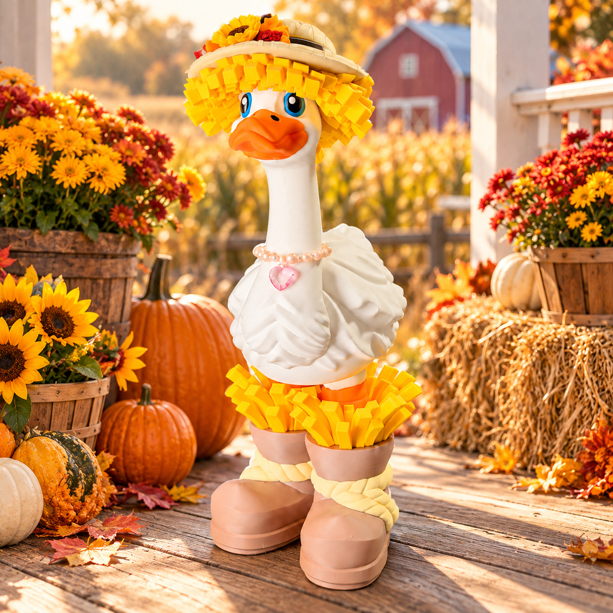 Scarecrow Goose in a themed setting