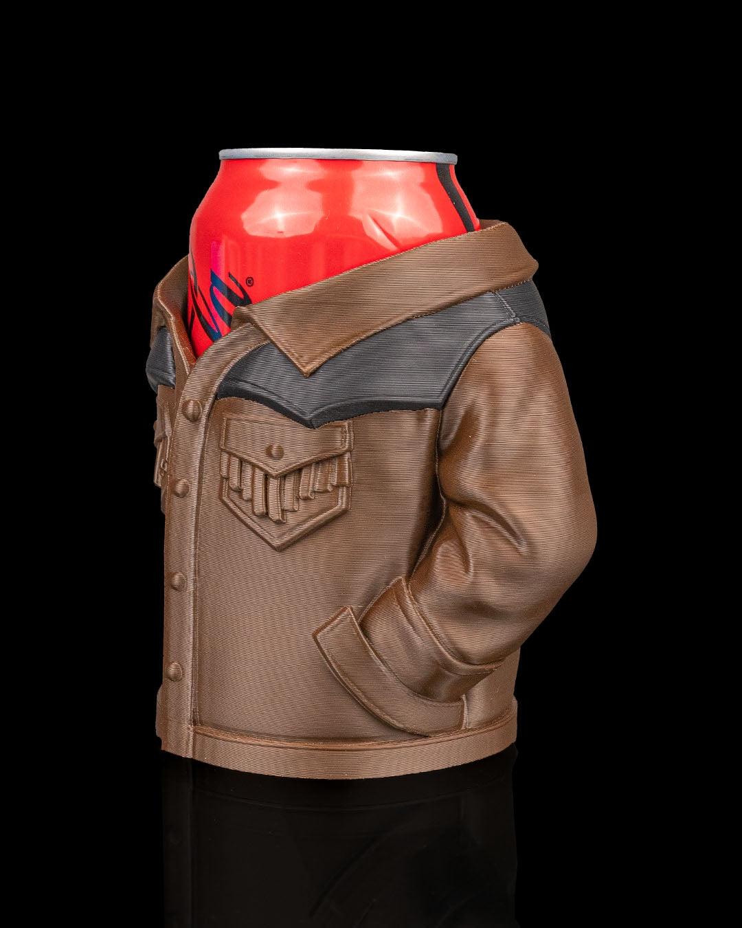 Detailed suede jacket style can holder