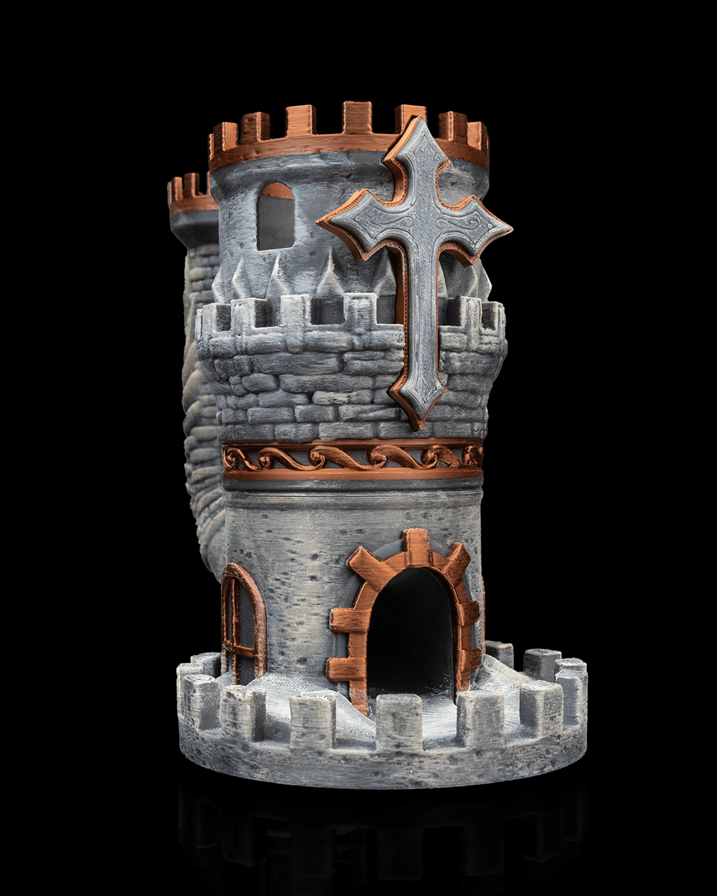 Medieval tower dice tower can holder