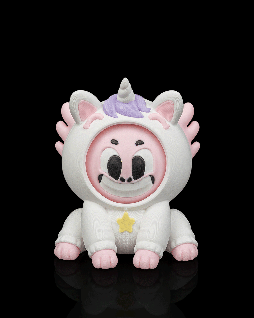 Uni-Lotl 3D printed axolotl unicorn collectible